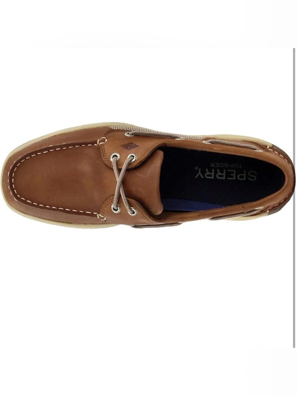 Sperry Intrepid Boat Shoes, Cognac Leather with Breathable Sides, NIB Retail $89